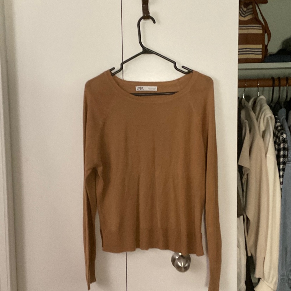 Zara Camel Long Sleeve Top